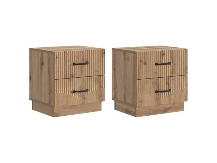 LMTYOENFG 2er-Set Nachttische, Artisan-Eiche, 43x34,5x44,5 cm Praktische Nachtkommoden mit Schubladen bieten diskreten Stauraum und passen harmonisch ins Schlafzimmer oder Gästezimmer.