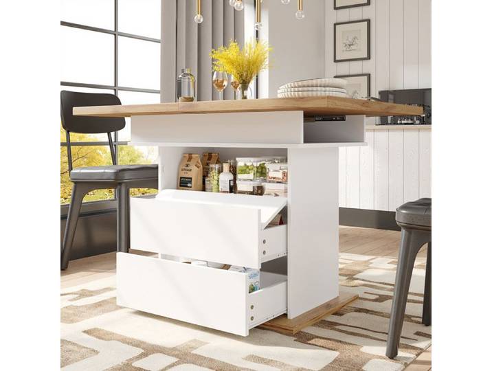 Table à manger extensible 110-140 x 80 cm blanche