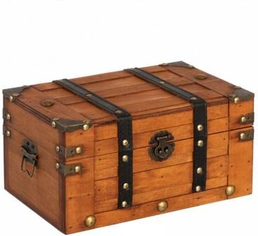 Vintiquewise Small Wooden Treasure Chest for Decorative Home Storage