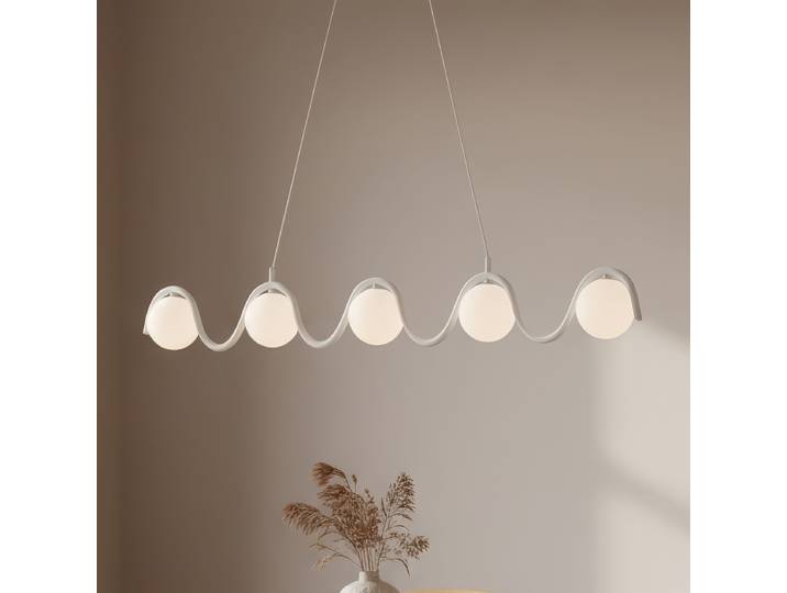 Suspension Sinus 110 x 120 x 10cm Blanc/Blanc Verre opale, acier G9