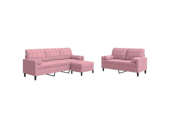 GHVBNMF 3-tlg. Sofagarnitur mit Hocker und Kissen Rosa Samt Couch Eleganter Samtbezug in Rosa mit Polsterkissen und Hocker fuer Entspannung im Wohnzimmer oder Gästezimmer.