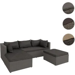 Poly-Rattan Garnitur HWC-O46, Balkon-/Garten-/Lounge-Set Sofa Sitzgruppe ~ grau Polster dunkelgrau