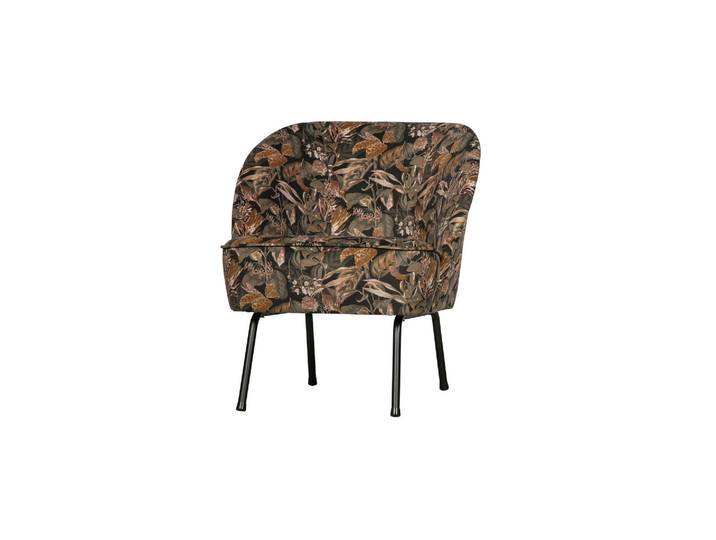 Fauteuil Imprimé Fleurs Velours Noir Vogue