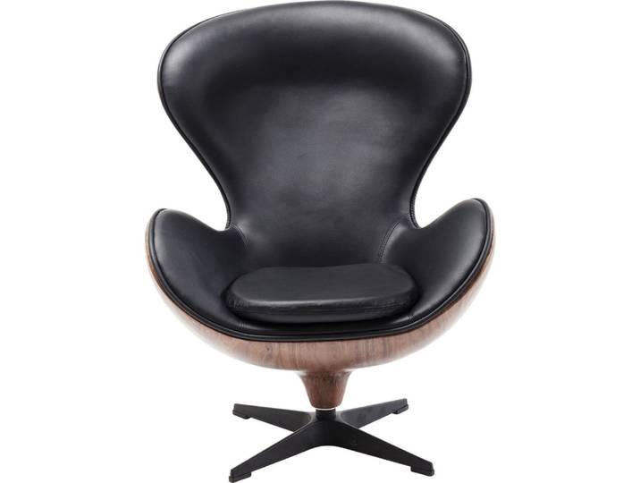 Fauteuil pivotant en cuir reconstitué et noyer
