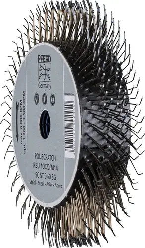 PFERD TOOLS POLISCRATCH Rundbürste ungezopft RBU Ø 100x20mm M14 Stahl-Draht-Ø 0,60 für Winkelschleifer POS RBU 10020/M14 SC ST