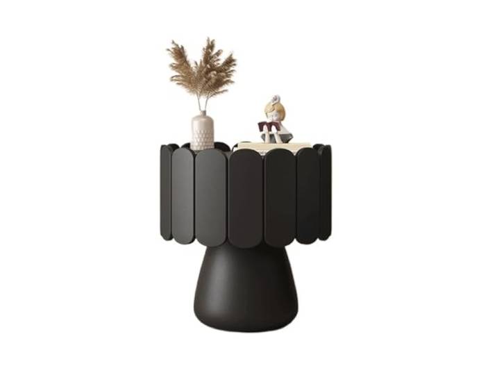 Vielseitiger Kleiner multifunktionaler Aufbewahrungsschrank für Nachttisch aus cremefarbenem Massivholz im Vintage-Stil (schwarz, mittel)