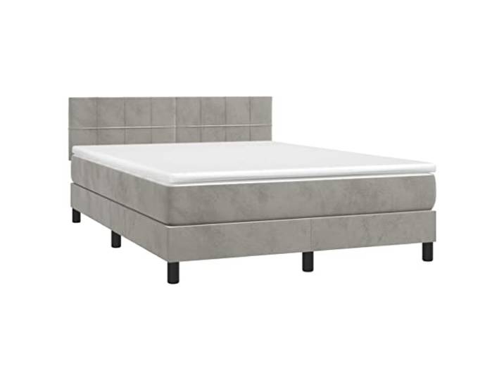 vidaXL Boxspringbett mit Matratze & LED Hellgrau 140x200 cm Samt