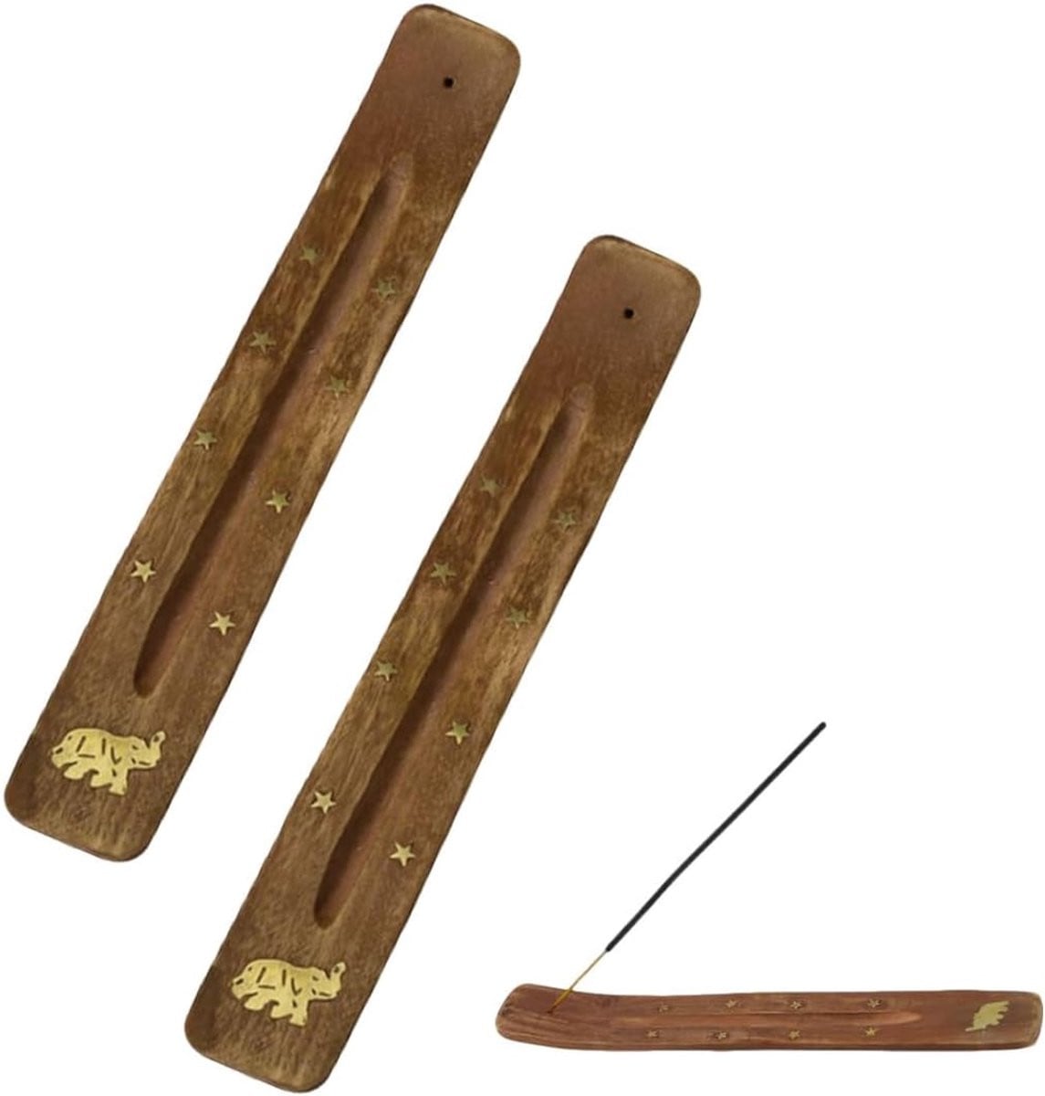 Set van 2 houten wierookstokjeshouders voor meditatie van ShopVlot