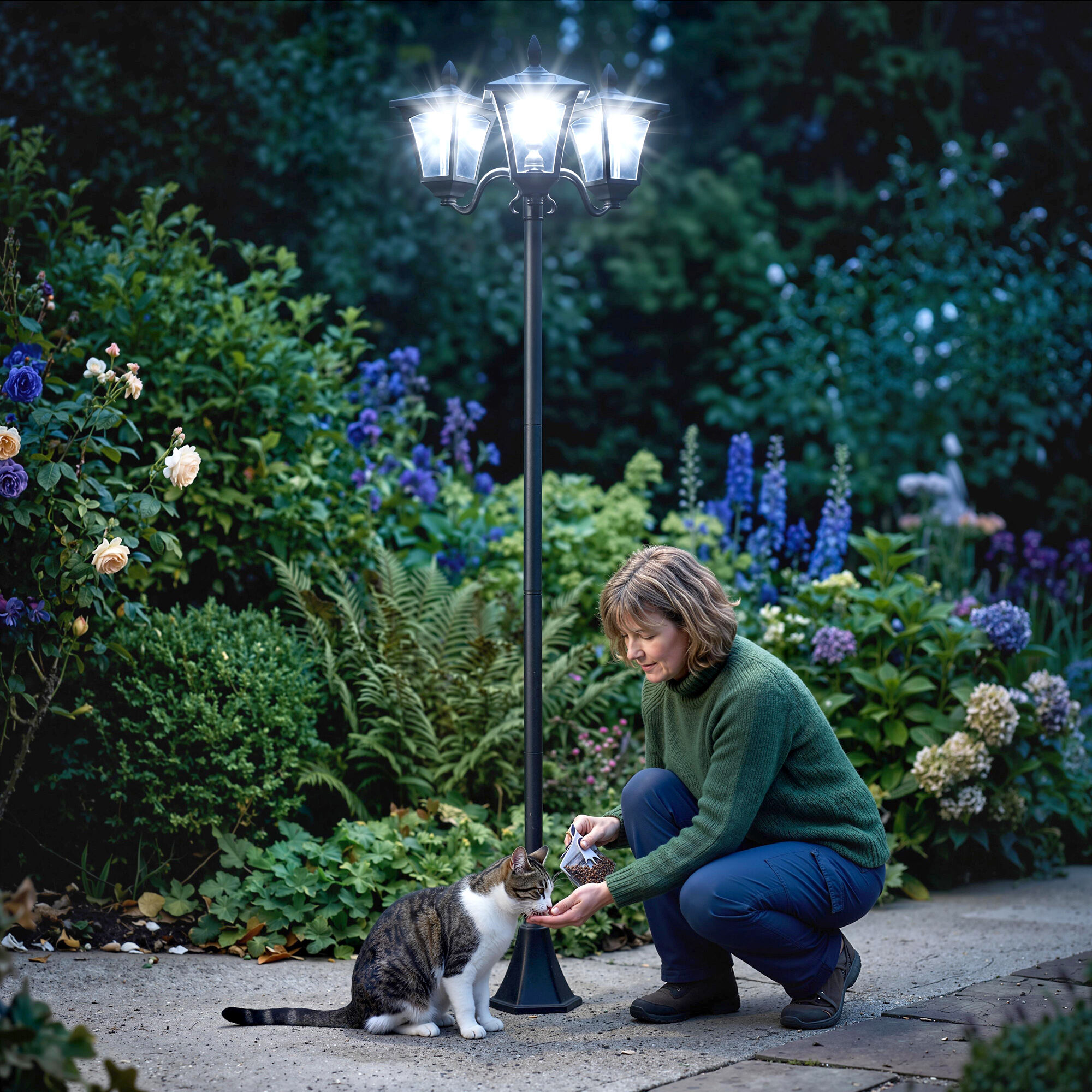 Altro Lampada Da Giardino Solare 3 Led Lampada Da Terra Esterno Classico Ip44, 51.5x47x182.5cm