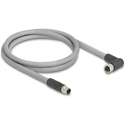Delock M12 Kabel L-kodiert 5 Pin Stecker gerade zu Buchse re, Elektronikkabel + Stecker, Grau