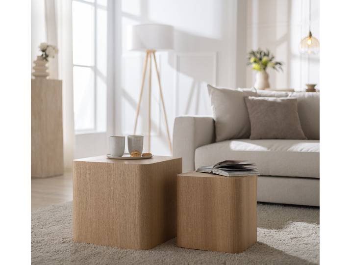 Beistelltisch Square 2er-Set 40 x 38 x 40cm Braun/Esche Hell