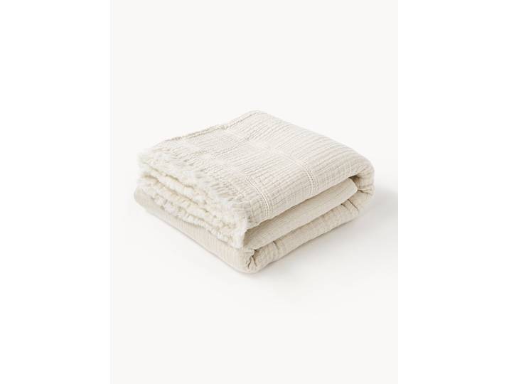 Katoenen bedsprei Kailani met franjes