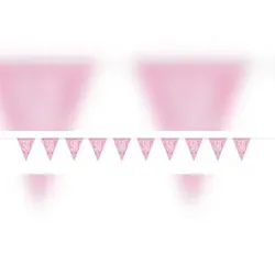Wimpelkette rosa & silber Zahl 50