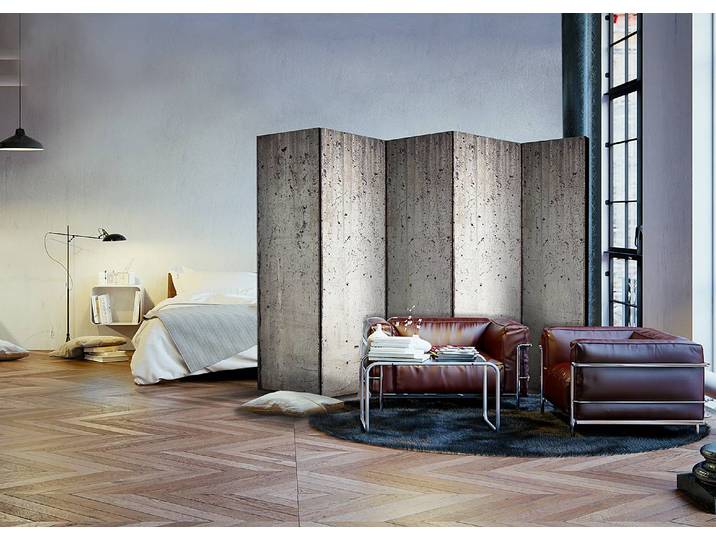 Paravent Grey City 1 côté Intissé sur bois massif Gris 225 x 172 x 3cm