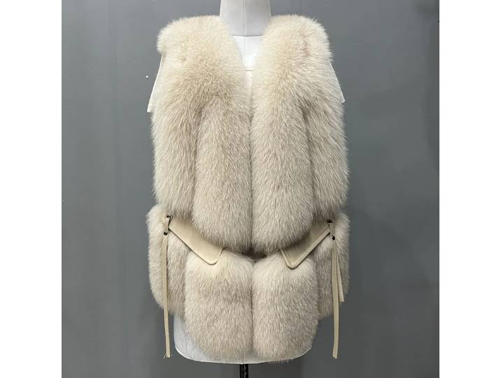 MPPM-Gilet en fourrure de renard véritable pour femme, glaçure longue, optique chaude, fourrure moelleuse, mode hivernale