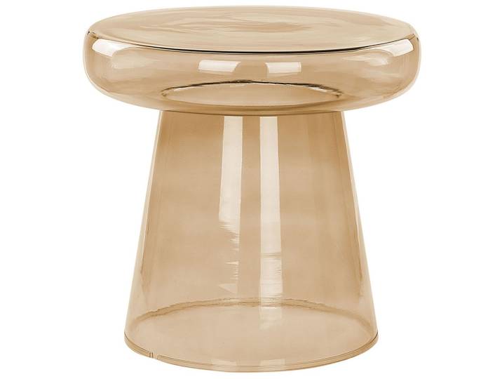 BEISTELLTISCH Rauchglas goldbraun rund 39 cm Caldera