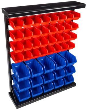 47 Bin Tool Organizer - Wall Mountable Container with Removable Drawers for Garage Organization, Storage by Stalwart (Red/Blue)