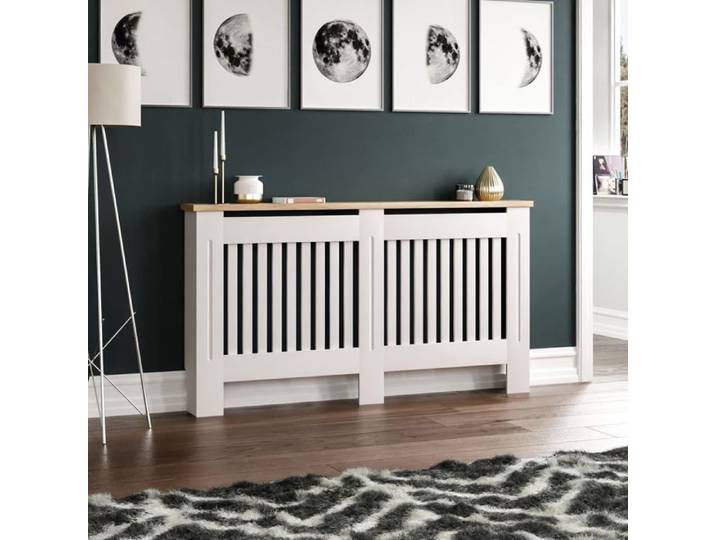 Cache-radiateur - Arlington - MDF blanc - Étagère en bois - Grand format moderne
