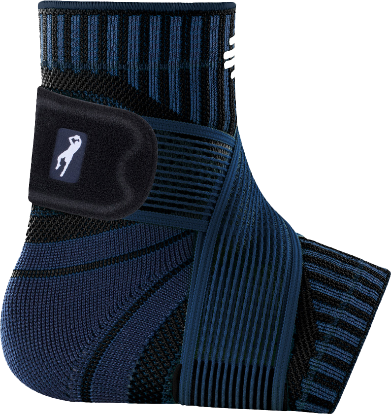 Sprunggelenkbandage BAUERFEIND "Sports Ankle Support rechts", Gr. L, blau (navy), Obermaterial: 57% Baumwolle, 41% Polyester, 2% Elasthan, Bandagen Sprunggelenkbandage navy L