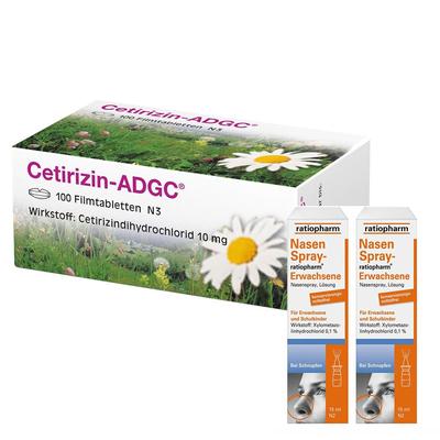 Cetirizin-ADGC Filmtabletten + 2er Set Nasenspray ratiopharm 1 St