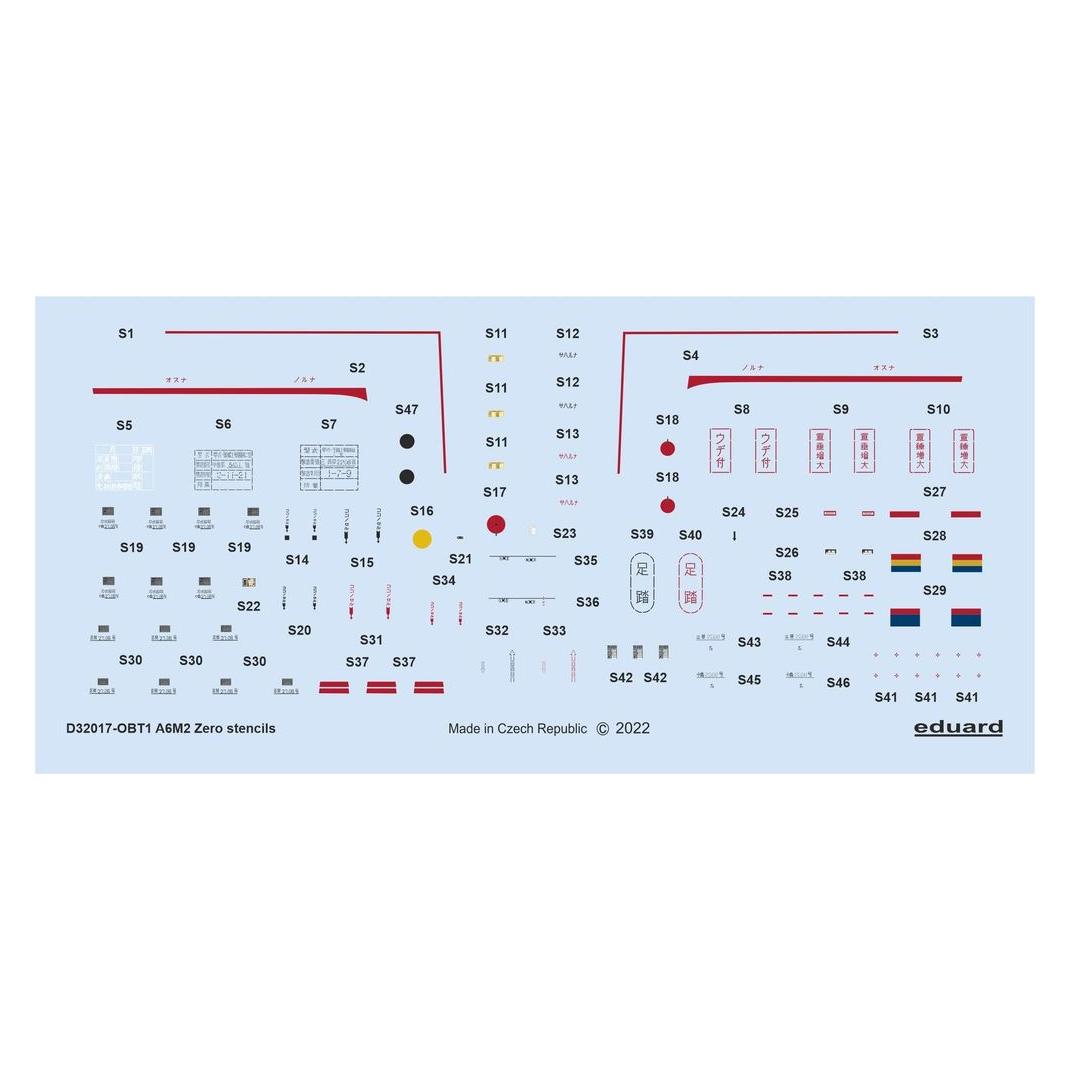 Eduard A6M2 stencils for TAMIYA (D32017)