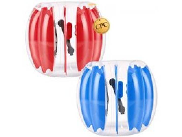 VEVOR Bulle Bubble Foot Gonflable 0,95 m Lot de 2, Bumper Ball Transparente, Costume de Bubble Foot pour Activités de Plein Air, PVC Épais, Bulle Humaine Pare-chocs de Sumo, Bleu Rouge, Avec Poignées