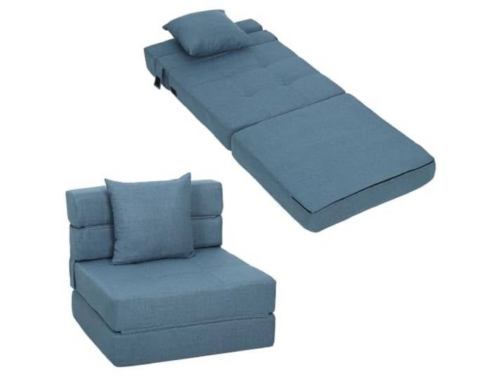 HOMCOM Schlafsessel klappbar 2-in-1 mit Bettfunktion 120 kg Dunkelblau Schlafsofa, Klappsessel, Relaxsessel mit Kissen, Klappsofa faltbar, Gästebett Wohnzimmer, Schlafzimmer