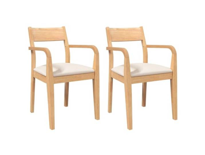 TEKGHUT Esszimmerstühle mit Kissen 2 STK. Natur Massivholz Gummibaum Gummibaum-Massivholz, dichte Maserung, stoßfest, langlebig, ergonomische Rückenlehne, inklusive Kissen
