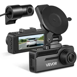 VEVOR 4K Dashcam Auto Vorne und Hinten, 1080p Dual-Autokamera mit Integriertem GPS G-Sensor und Speicherkarte (32 GB) 3,18 Zoll Bildschirm 129° + 125° Weitwinkel Loop-Aufnahme Parkmodus, Schwarz