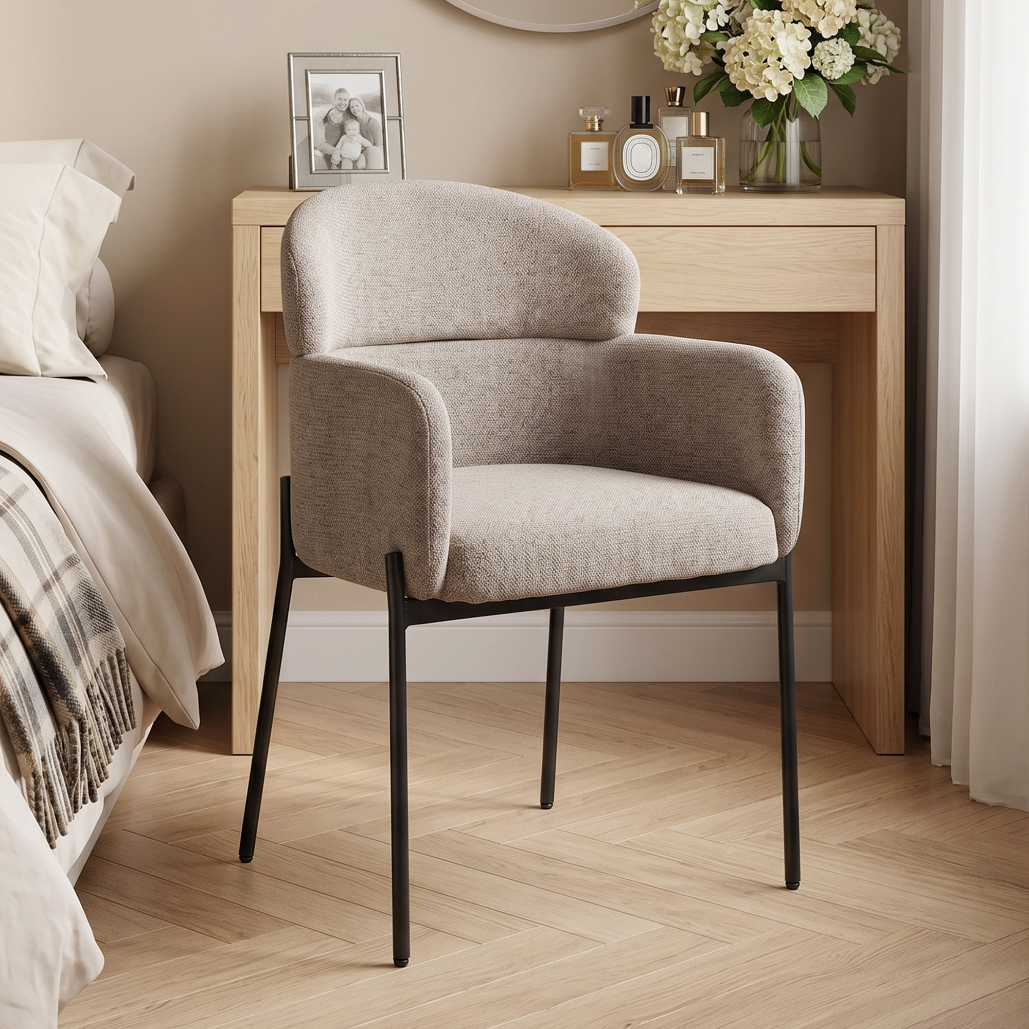 Homcom Poltrona d'Accento Moderna, Poltrona in Chenille con Schiuma ad Alta Densità, Schienale Ergonomico, Gambe in Metallo, Marrone Chiaro   Aosom Italy