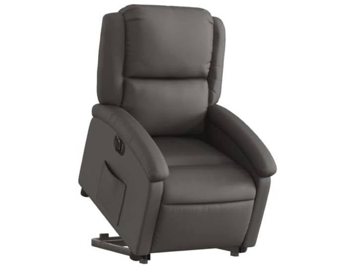 vidaXL Relaxsessel mit Aufstehhilfe Elektrisch Grau Echtleder