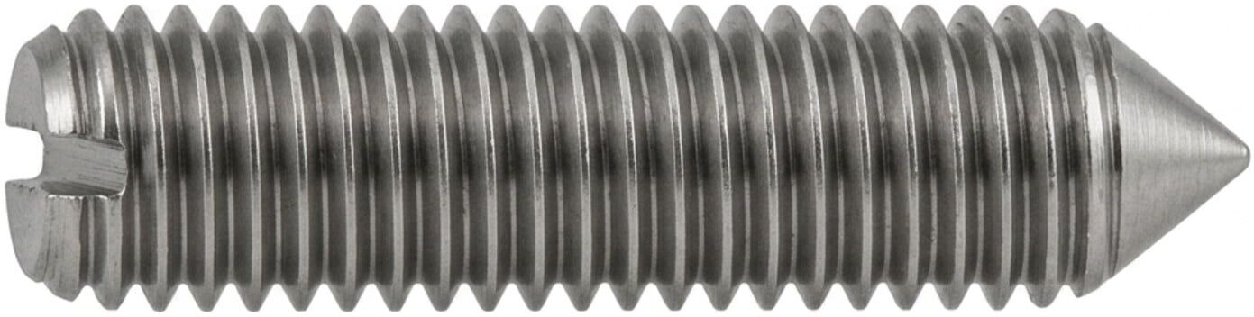 Industrial Quality Supplies DIN 551/ISO 4766 Gewindestift VG M10x20  Polyamid blank  mit Schlitz und Kegelkuppe  für Passungen und Verstellungen geeignet (005516000100020)