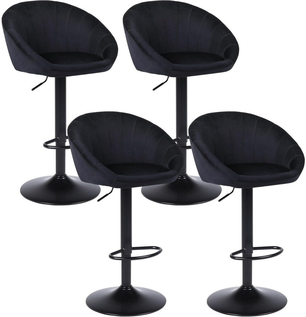 Canora Grey Swivel Upholstered Adjustable Height Bar Stool Black/Velvet 45cm W X 50.5cm D