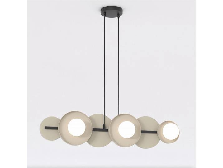Hängeleuchte Model, Schwarz, Beige, Metall, Glas, 23x120x85 cm, RoHS, CE, Lampen & Leuchten, Innenbeleuchtung, Hängeleuchten, Pendelleuchten