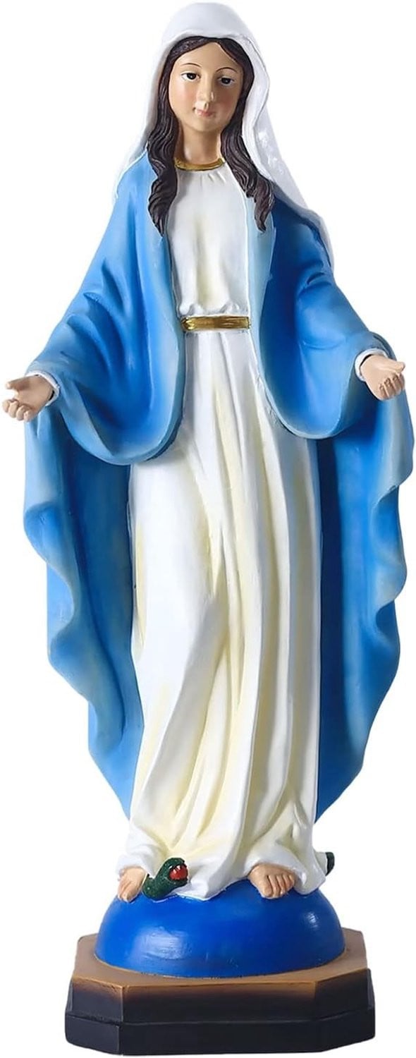 Handgeschilderd Mariabeeld Onze Lieve Vrouw van Genade - 21,6 cm - Religieuze Decoratie van Hars