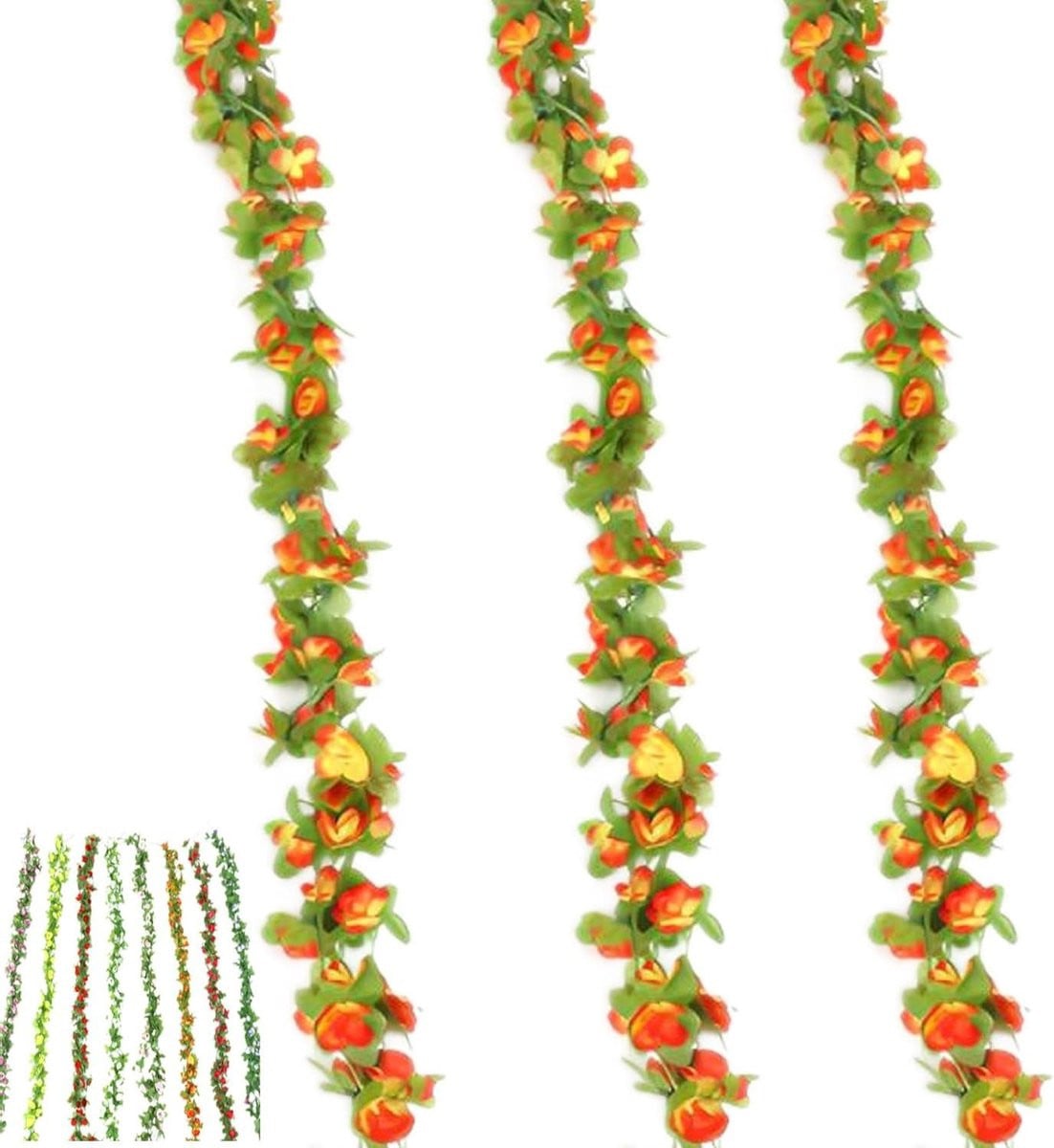 Rode Kunstbloemenslinger met Rozen - Realistische Kunstbloemen Wijnstok voor Huisdecoratie - 100 cm