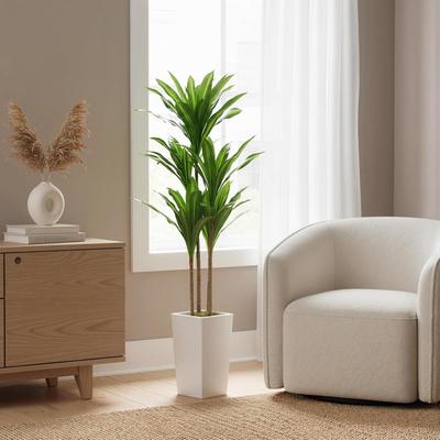 YUN 147cm Artificial Bird of Paradise Plant with Planter, Tropical Faux Floor Plant for Home Decor