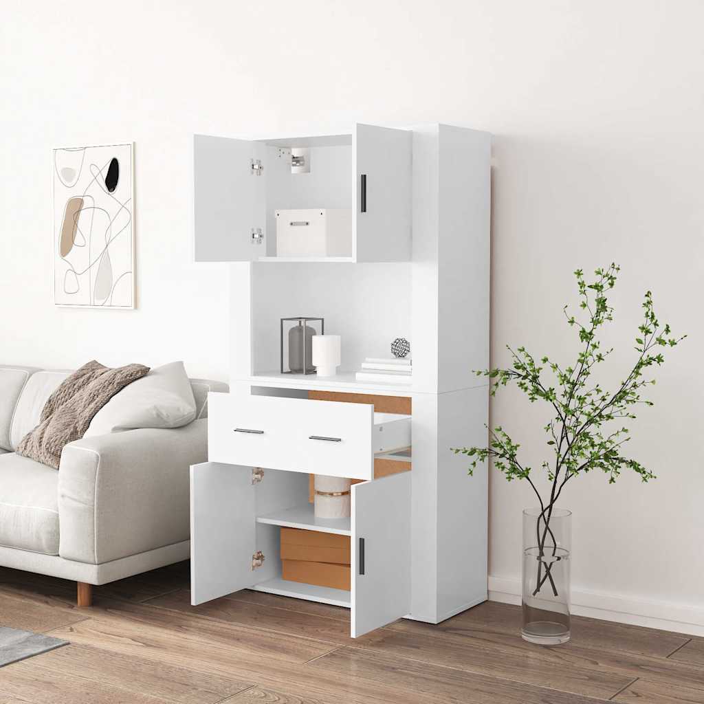 vidaXL Buffet haut Blanc Bois d'ingénierie