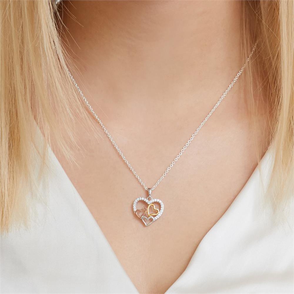 Unique 925er Sterlingsilber Anhänger Herzen Tricolor Zirkonia tricolor