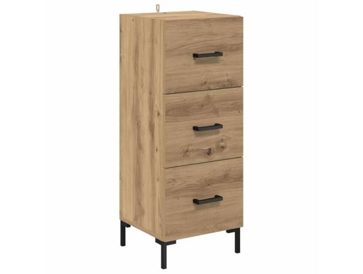 LKJephalotrope Sideboard Artisan-Eiche 34,5 x 34 x 90 cm Kommode Kompakter Beistellschrank mit 3 Schubladen aus Holzwerkstoff, ideal für Flur, Schlafzimmer und schmale Nischen.