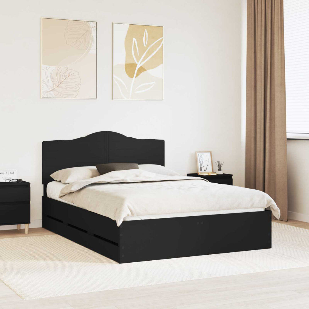 Ebern Designs Bed Frame Black Kingsize (5')