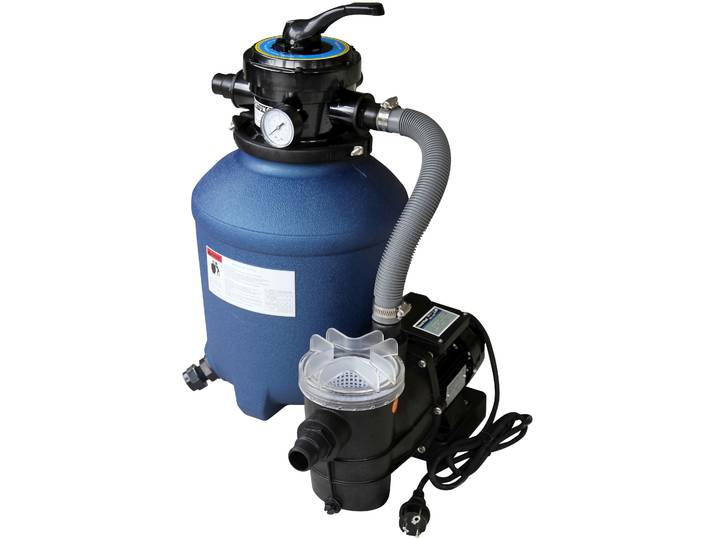 Sandfilteranlage, blau, B:33cm L:33cm, Kunststoff, Filteranlagen, Sandfilteranlage, inkl. Quarzsand und Breitmaulskimmer, 9 m³/h
