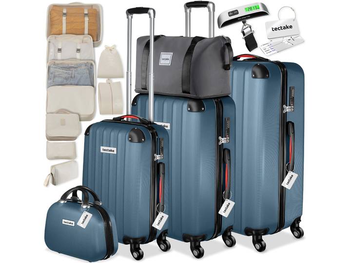 Hartschalenkofferset Cleo mit TSA-Schloss und Kofferwaage - blau