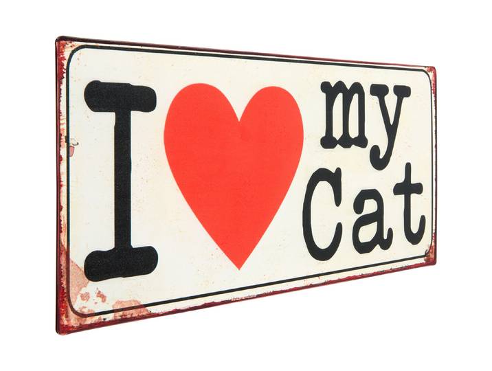 Metall Schild 30x13 cm I love my Cat