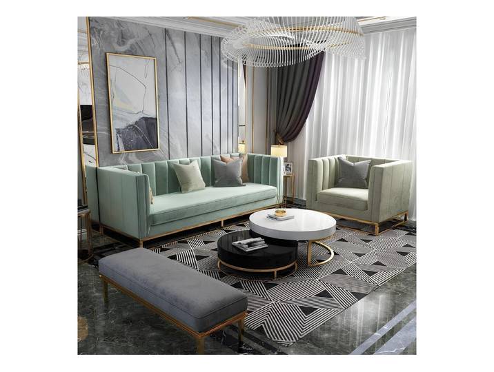 Xlmoebel Polstergarnitur Elegante Samt-Couch mit passendem Sessel für stilvolles Wohnen, (Polstergarnitur, 2-tlg., Sofagarnitur 3+1), Hergestellt in Europa