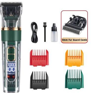 Uplift Treasures Professional Rechargeable Pet Hair Clipper Grooming Kit green 6mm Set