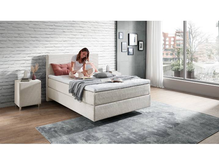 Boxspringbett Monaco in Trendstoff Cord