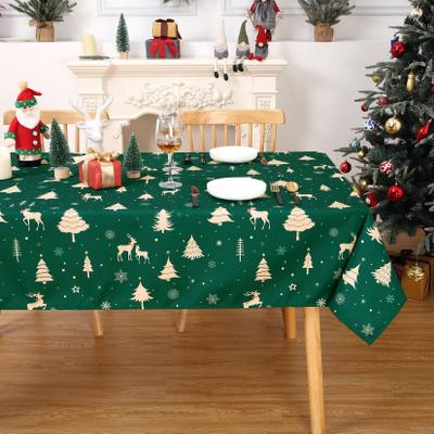 Garvee Christmas Tablecloth, Deer, Pine Trees & Snowflakes Design, Waterproof Holiday Dining Decor