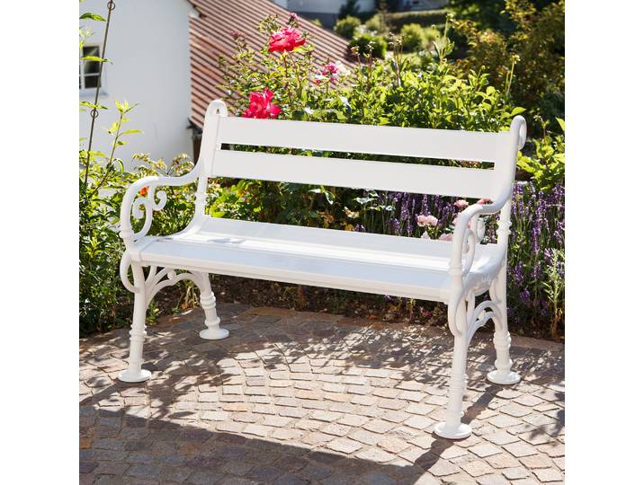 Gartenbank Lindenhof Typ A Polypropylen Weiß/Weiß 115 x 85 x 60cm