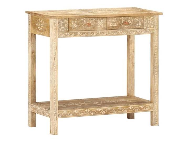 Table console - Ethnique - Bois de manguier massif - 80x35x74 cm - 2 tiroirs - Finition naturelle
